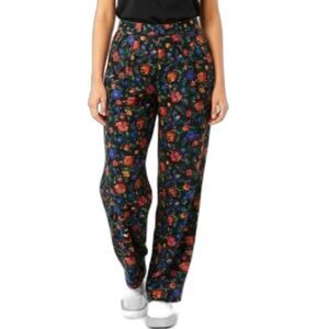 Vintage Susan Bristol NWOT Pleated Rayon Pants Multicolor Floral on Black Sz 16